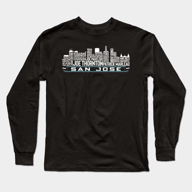 San Jose Hockey Team All Time Legends, San Jose City Skyline Long Sleeve T-Shirt by Legend Skyline